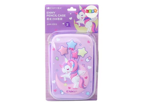 LEAN Duży Piórnik 3D Jednorożec Rozkładany Fioletowy 23x15x5 cm