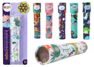 LEAN TOYS Kalejdoskop Dziecięcy Wzorki Kolory Biały Zwierzęta