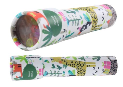 LEAN TOYS Kalejdoskop Dziecięcy Wzorki Kolory Biały Zwierzęta