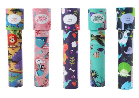 LEAN TOYS Kalejdoskop Dziecięcy Wzorki Kolory Biały Zwierzęta