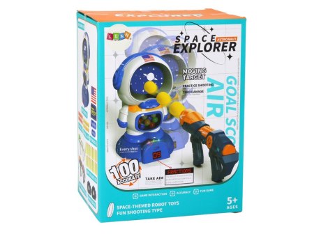 LEAN Toys Gra Zręcznościowa Strzelanie Do Astronauty 2 Pistolety Kulki Strzałki