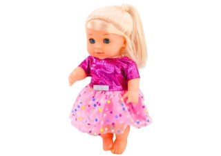 LEAN Toys Lalka W Różowej Sukience Siusiająca Butelka Grzechotka Dźwięki