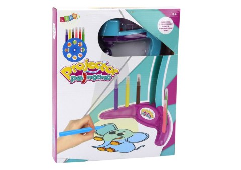 LEAN Toys Projektor Do Rysowania 3 Wymienne Dyski Pisaki Fioletowy