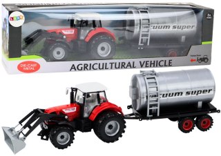 LEAN Toys Traktor Rolniczy Koparka z Cysterną Napęd Czerwony