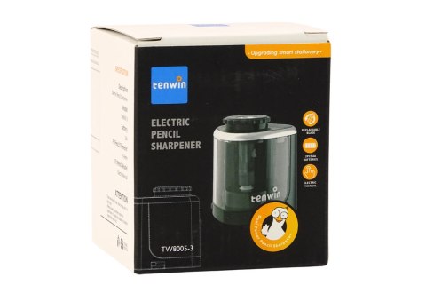 LEAN Elektryczna Strugaczka Czarna Temperówka Do Kredek I Ołówków 6-8 mm