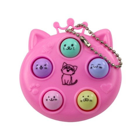 LEAN TOYS Brelok Mini Gra Zręcznościowa Wac A Mole Kotki Fioletowy Różowy Żółty