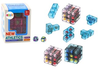 LEAN TOYS Klocki Logiczne Puzzle Układanka Kostka Gra Różowa