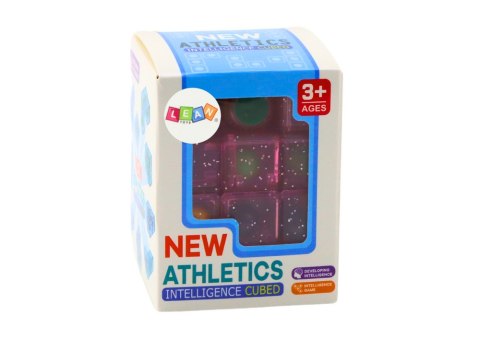 LEAN TOYS Klocki Logiczne Puzzle Układanka Kostka Gra Różowa