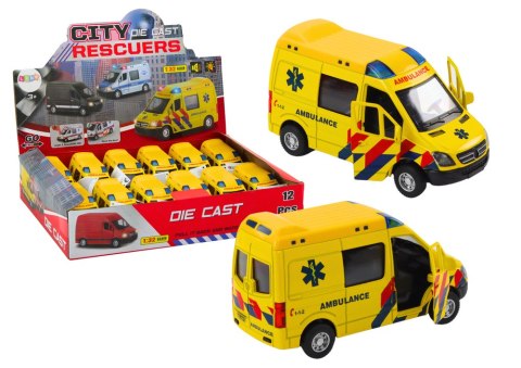 LEAN Toys Ambulans Karetka 1:32 Otwierane Drzwi Światła Dźwięki Napęd Żółt