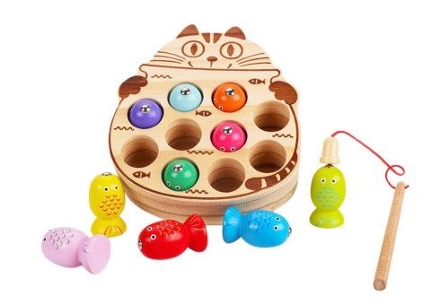 LEAN Toys Drewniana Gra Zręcznościowa Łowienie Rybek 2 Wędki