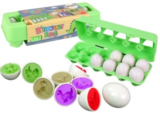 LEAN Toys Edukacyjny Zestaw Jajek Sorter Dinozaury Układanka 12 Sztuk