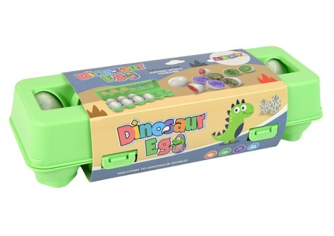 LEAN Toys Edukacyjny Zestaw Jajek Sorter Dinozaury Układanka 12 Sztuk