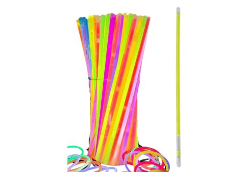 LEAN Toys Opaski Fluorescencyjne 100 Sztuk Wiele Kolorów Świecące W Ciemności