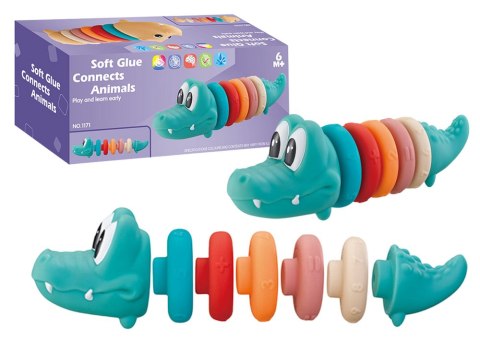 LEAN Toys Zestaw Edukacyjny Dla Malucha Miękka Piramidka Krokodyl