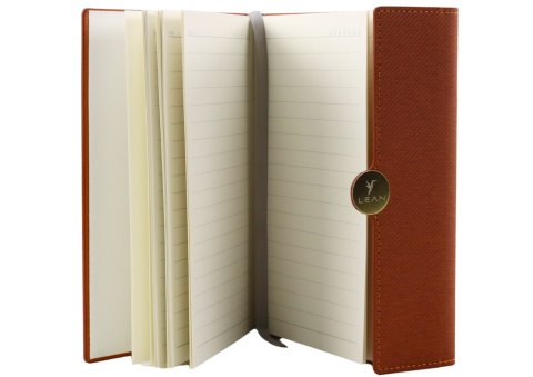 LEAN Notes Biurowy Na Magnes Notatnik A5 W Linie Z Obiciem Brązowy