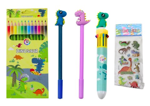 LEAN Piórnik Szkolny Z Wyposażeniem Dinozaur Niebieski