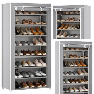 LEAN Stojak 8-Poziomowy Na Buty Organizer Szafa Osłona Pyłoszczelna Szara