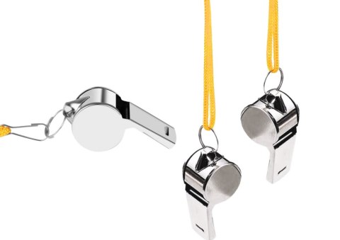 LEAN TOYS Gwizdek Sędziowski Z Kulką Metalowy Żółty Sznurek 40cm