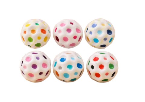 LEAN TOYS Kosmiczna Piłeczka Do Odbijania Ugniatania z Wgłębieniami Biała 7cm