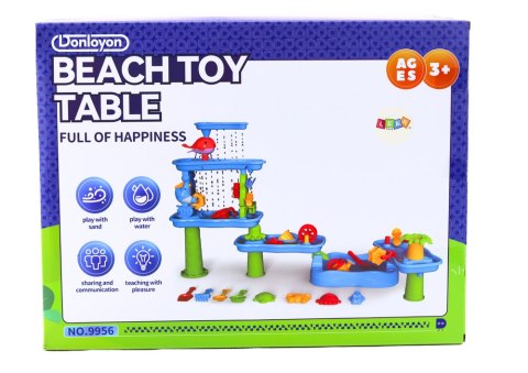 LEAN Toys Duży Interaktywny Stolik Park Wodny Do Piasku Foremki Młynki