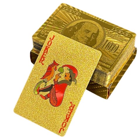 LEAN Toys Karty Do Gry Towarzyskiej Eleganckie Banknot Dolar Złote Talia 54 Karty