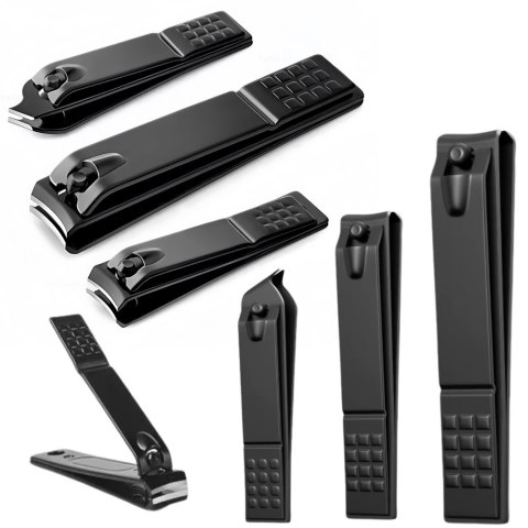 LEAN Zestaw Obcinaczek Do Paznokci 3 Sztuki Duża Mała Skośna Czarne