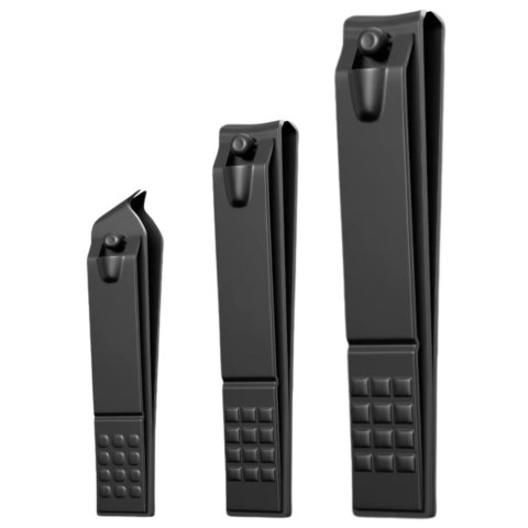 LEAN Zestaw Obcinaczek Do Paznokci 3 Sztuki Duża Mała Skośna Czarne