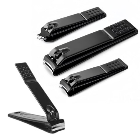 LEAN Zestaw Obcinaczek Do Paznokci 3 Sztuki Duża Mała Skośna Czarne