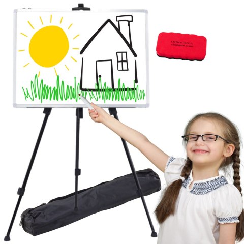 LEAN Zestaw Tablica Magnetyczna 90x60cm na Stojaku Pisaki Gąbka