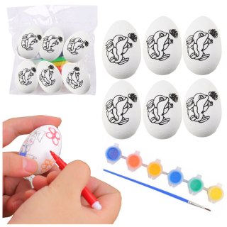 LEAN TOYS Jajka Wielkanocne Styropianowe Do Malowania Farbki Wzór Zając 6szt