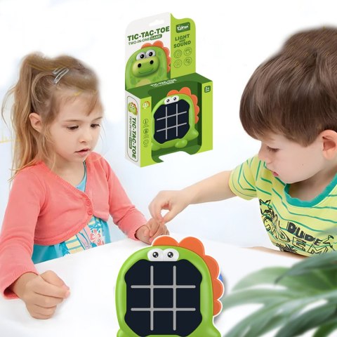 LEAN Toys Gra Elektroniczna 3w1 Kółko i Krzyżyk Memory Dinozaur Zielony