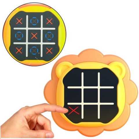 LEAN Toys Gra Elektroniczna 3w1 Kółko i Krzyżyk Memory Lew Pomarańczowy