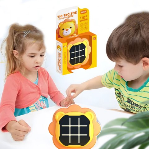 LEAN Toys Gra Elektroniczna 3w1 Kółko i Krzyżyk Memory Lew Pomarańczowy