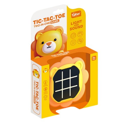 LEAN Toys Gra Elektroniczna 3w1 Kółko i Krzyżyk Memory Lew Pomarańczowy