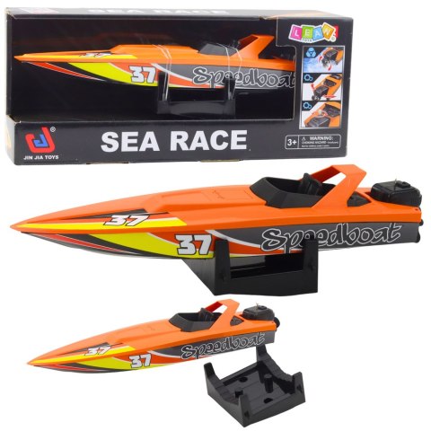 LEAN Toys Łódź Motorówka Nakręcany Mechanizm Do Wody Pomarańczowa