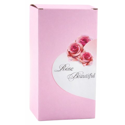 LEAN Wieczna Kryształowa Róża w Kopule z Oświetleniem LED Różowa 21x11cm