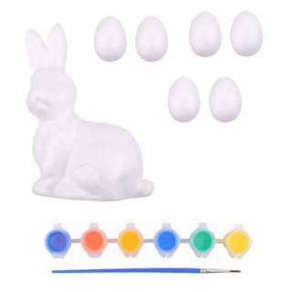 LEAN Zestaw Wielkanocny Jajka Styropianowe 6szt Figurka Zająca Farbki