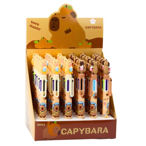 LEAN Długopis Figurka Kapibara Z Kubkiem Wielokolorowy Brązowy 0.7mm