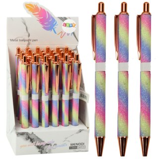 LEAN Długopis Metalowy Automatyczny Brokatowy Niebieski Tusz 1.0mm