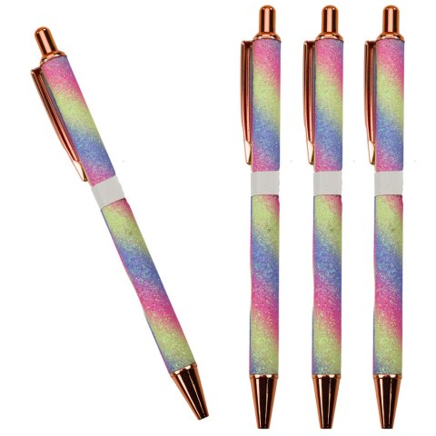 LEAN Długopis Metalowy Automatyczny Brokatowy Niebieski Tusz 1.0mm