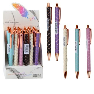 LEAN Długopis Metalowy Automatyczny Efekt Łuski Niebieski Tusz 1.0mm