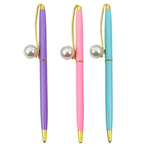 LEAN Długopis Metalowy Automatyczny Perła Niebieski Tusz 1.0mm Mix