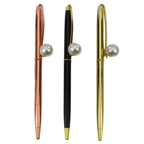 LEAN Długopis Metalowy Automatyczny Perła Niebieski Tusz 1.0mm