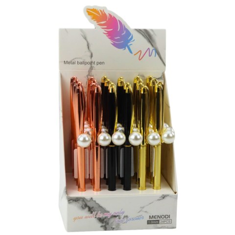 LEAN Długopis Metalowy Automatyczny Perła Niebieski Tusz 1.0mm