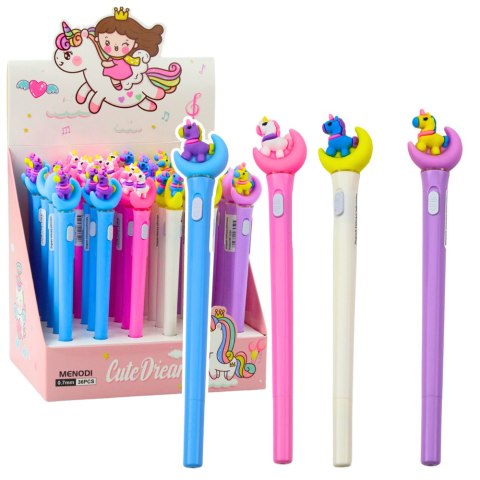 LEAN Długopis Świecący Jednorożec Na Księżycu Niebieski Tusz 0.7mm Mix