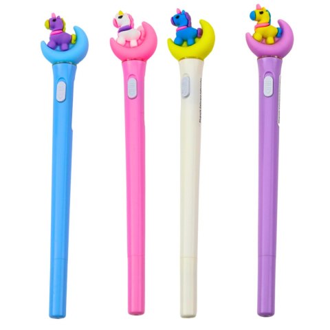 LEAN Długopis Świecący Jednorożec Na Księżycu Niebieski Tusz 0.7mm Mix