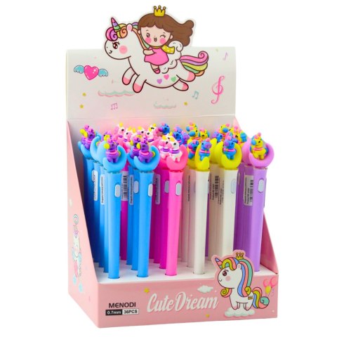 LEAN Długopis Świecący Jednorożec Na Księżycu Niebieski Tusz 0.7mm Mix