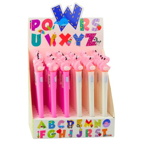 LEAN Długopis Świecący Różowy Flaming Niebieski Tusz 0.7mm Mix