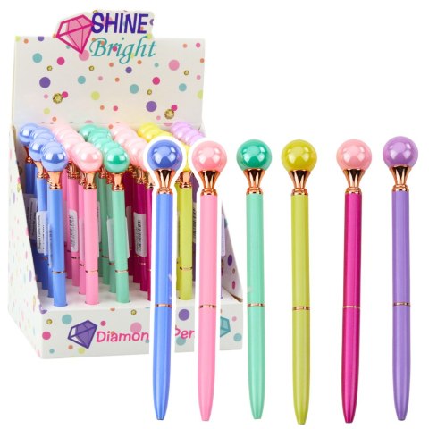 LEAN Długopis Z Dużą Perłą Obrotowy Mechanizm Niebieski Tusz 1.0mm Mix