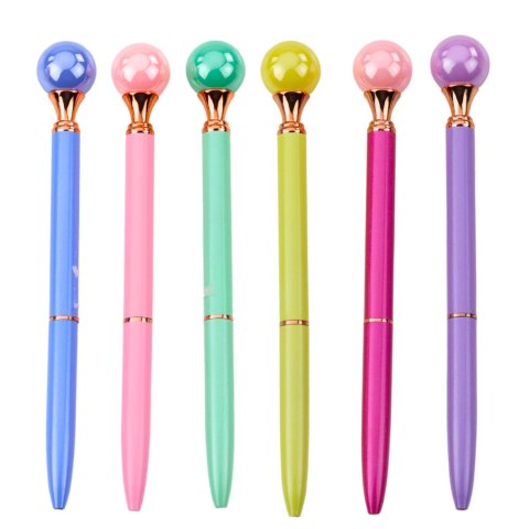 LEAN Długopis Z Dużą Perłą Obrotowy Mechanizm Niebieski Tusz 1.0mm Mix